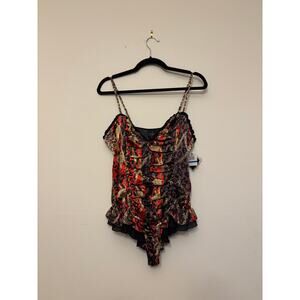 Vintage Y2K 2000s Baby Phat Womens Chain Animal Print Teddy Bodysuit XL
